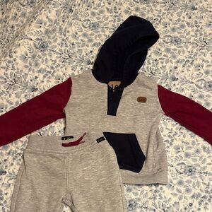 Lee Kids Gray and Maroon Hoodie Set